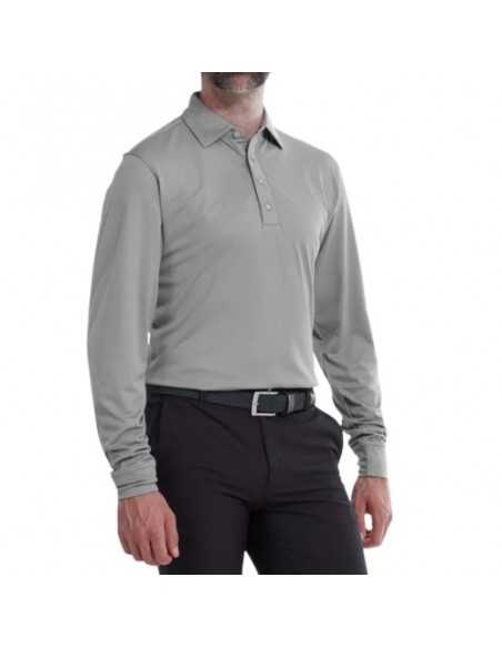 FOOTJOY THERMOLITE LONG SLEEVED SMOOTH PIQUE GRAY MAN POLO SHIRT